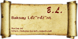 Baksay Lóránt névjegykártya